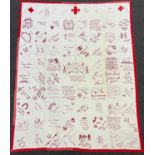 A WW1 Otautau Quilt made by members of the Red Cross in Otautau, New Zealand.