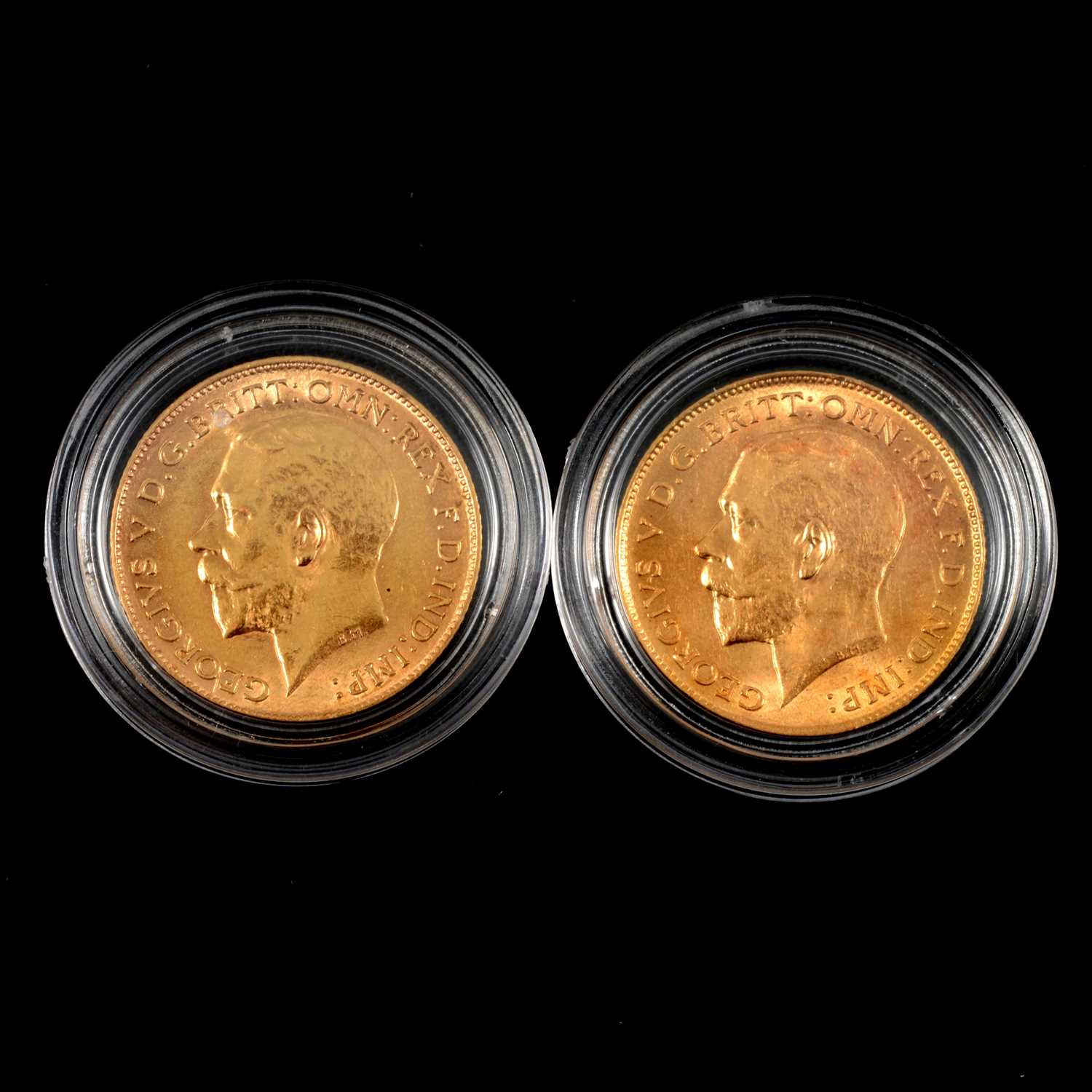 Two Gold Half Sovereign Coins.