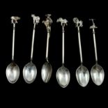 Patrick Mavros - six silver African Wildlife coffee spoons