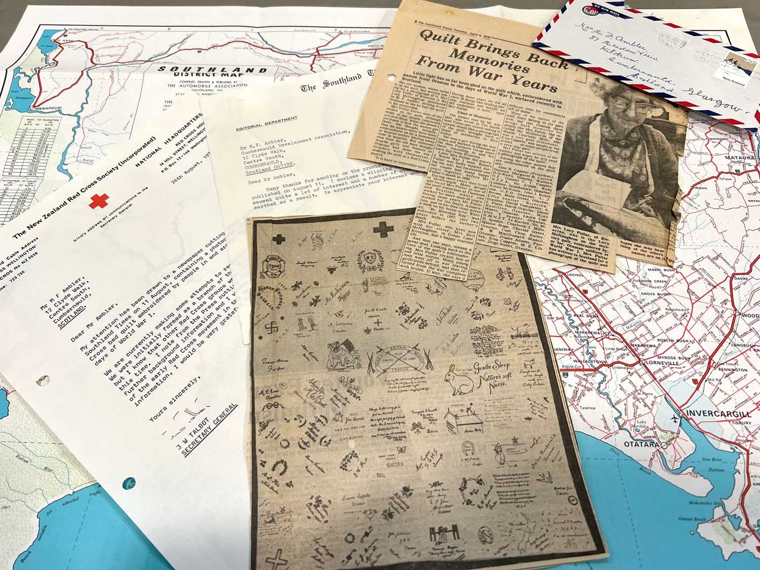 A WW1 Otautau Quilt made by members of the Red Cross in Otautau, New Zealand. - Image 6 of 11