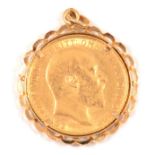 A Gold Full Sovereign Coin pendant.