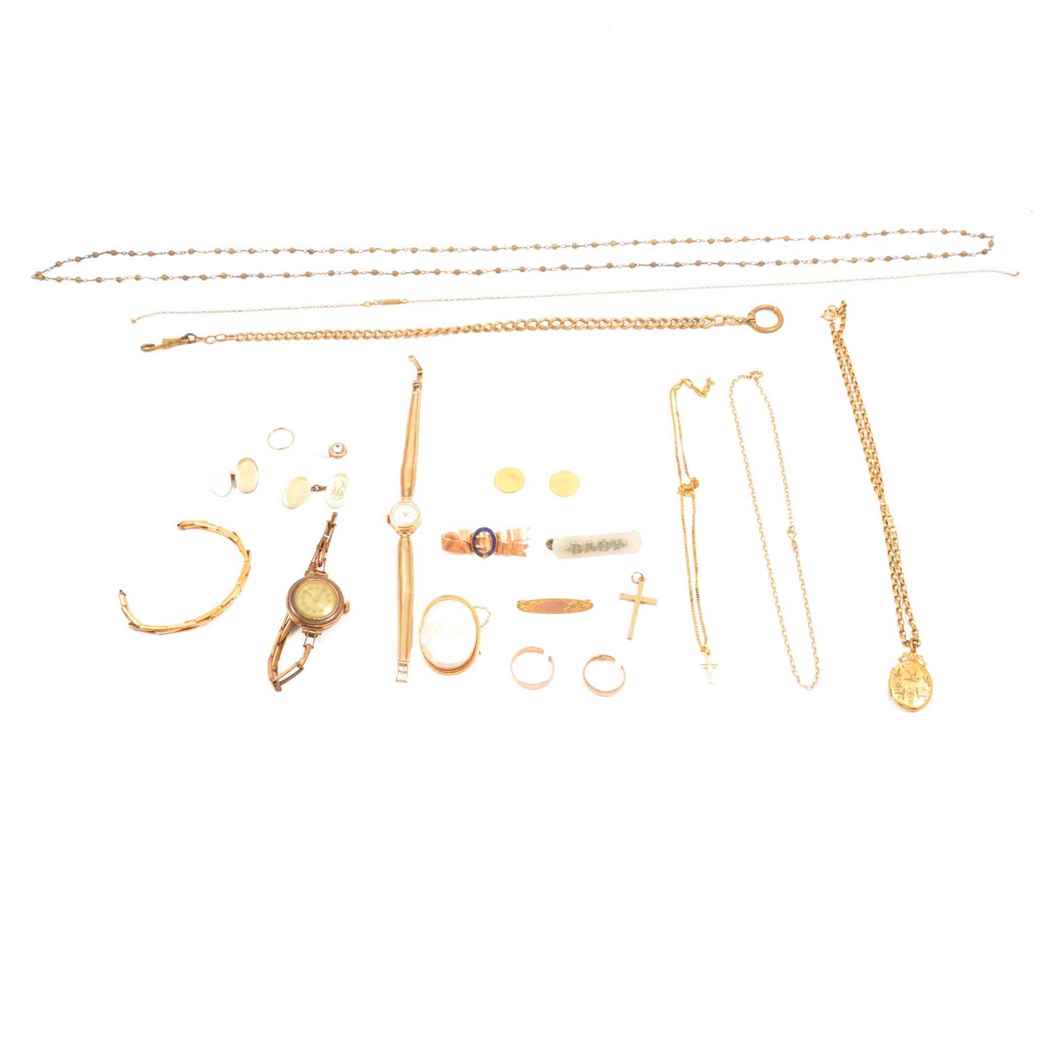A lady’s gold wristwatch and collection of jewellery.
