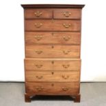 George III mahogany chest on chest,