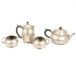 Tudric Pewter four-piece teaset,