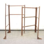 Two hardwood folding towel rails.