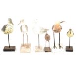 Leonardo model, Kingfisher, other wooden birds.