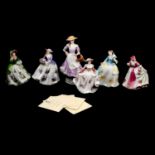 Six Worcester china lady figurines,