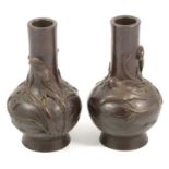 Pair of Japanese bronze vases,