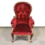 Victorian mahogany easy chair,