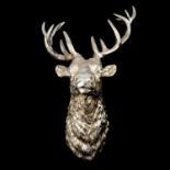 Modern silvered composite stags head