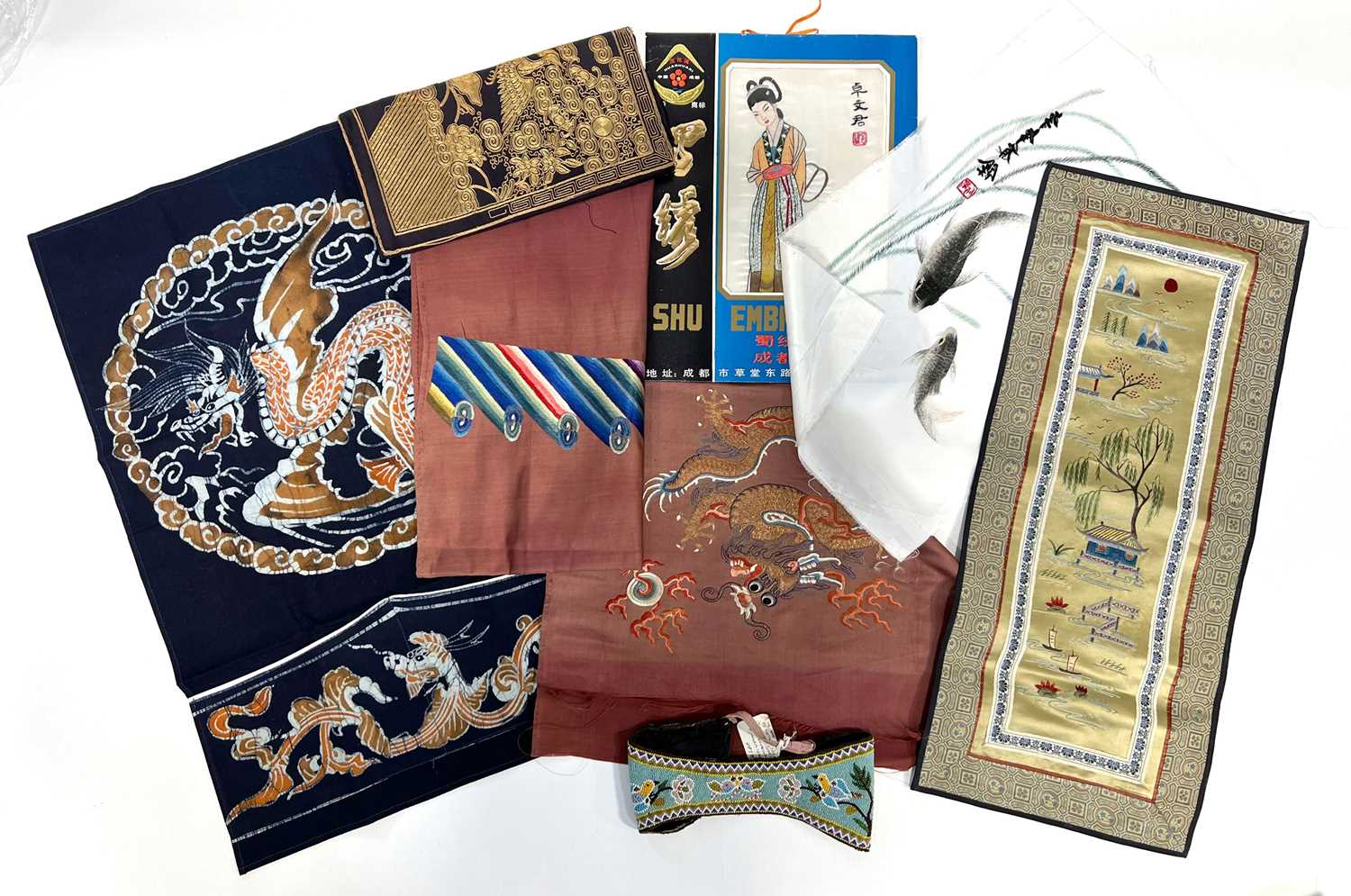 A quantity of modern Chinese embroidered work