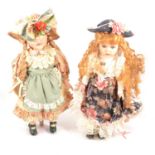 Two Alberon porcelain dolls, and four other similar dolls