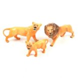 Beswick pottery lion family,