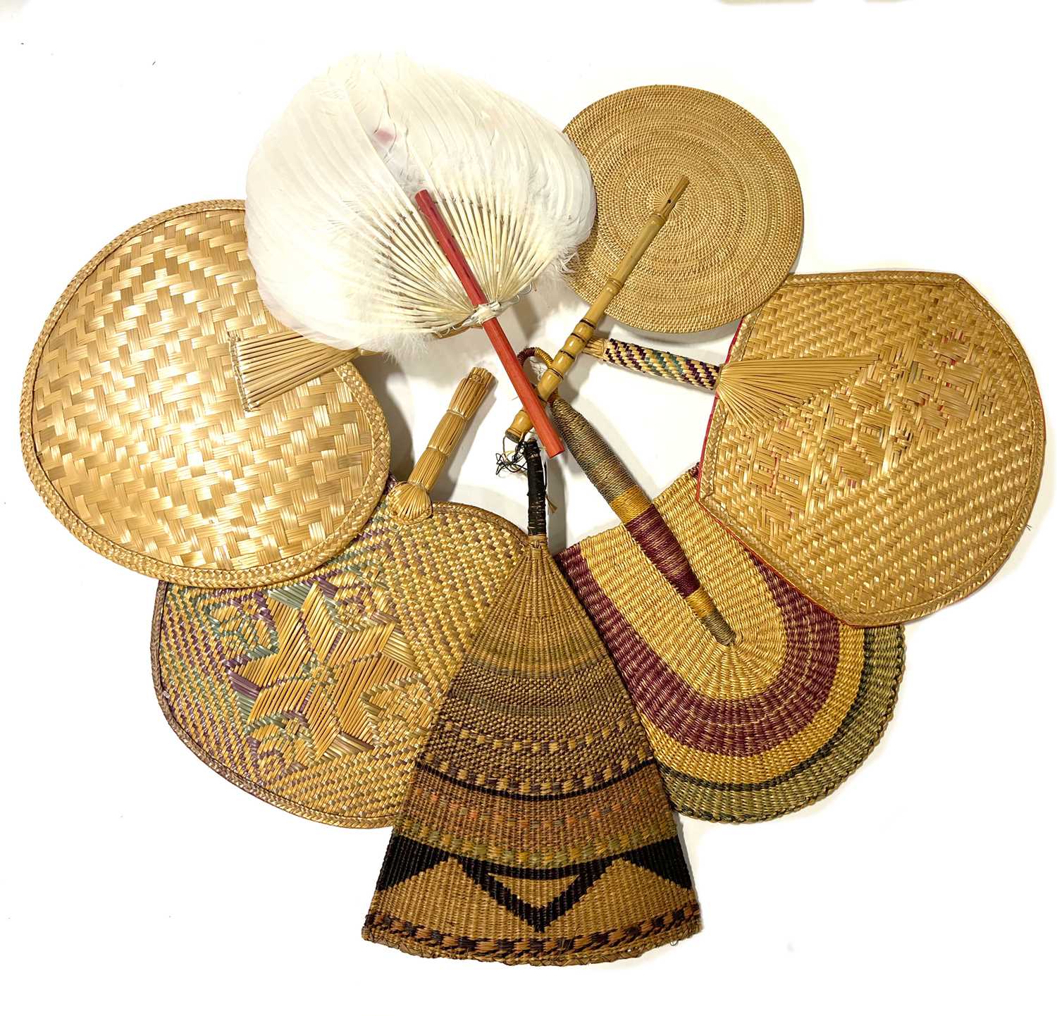 Collection of woven Ethnic rigid fans