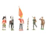 Collection of painted lead soldiers and a quantity of Rupert magazines