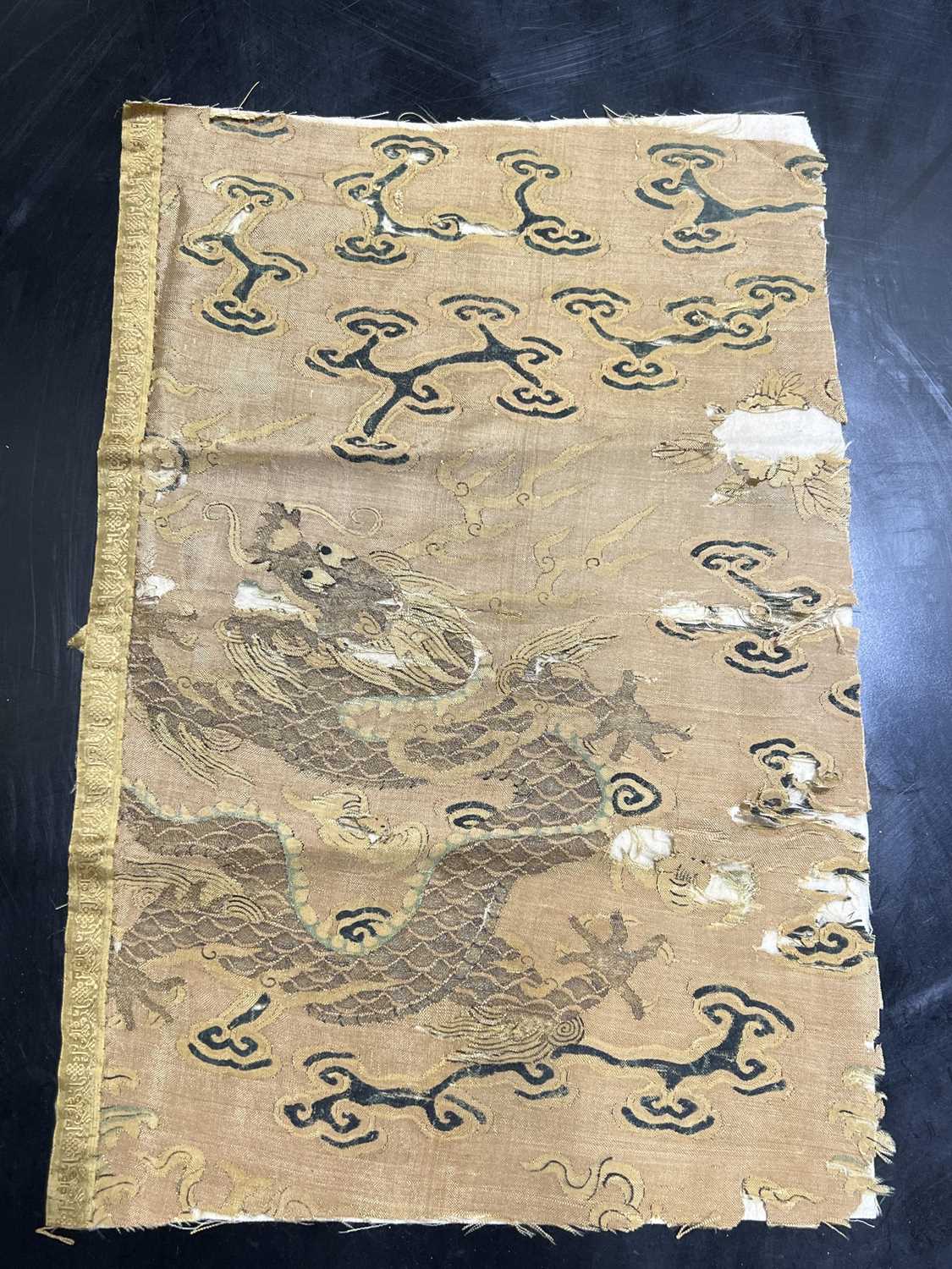 Two Chinese silk embroidered panels, and two embroidered cases - Image 2 of 8