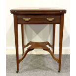 Edwardian mahogany envelope top card table,