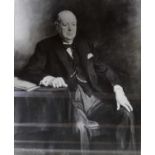 After Oswald Birley, portrait of Churchill, and railway ephemera.