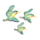 Set of thee Beswick pottery kingfisher wall plaques,