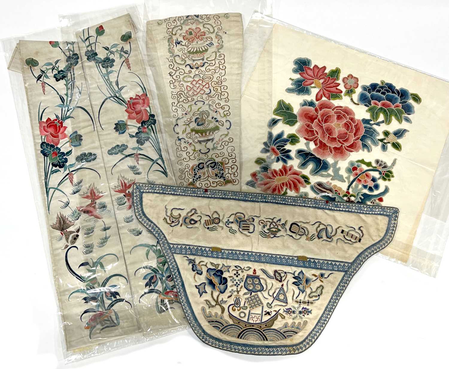 Four pieces of 18th/19th century Chinese silk work