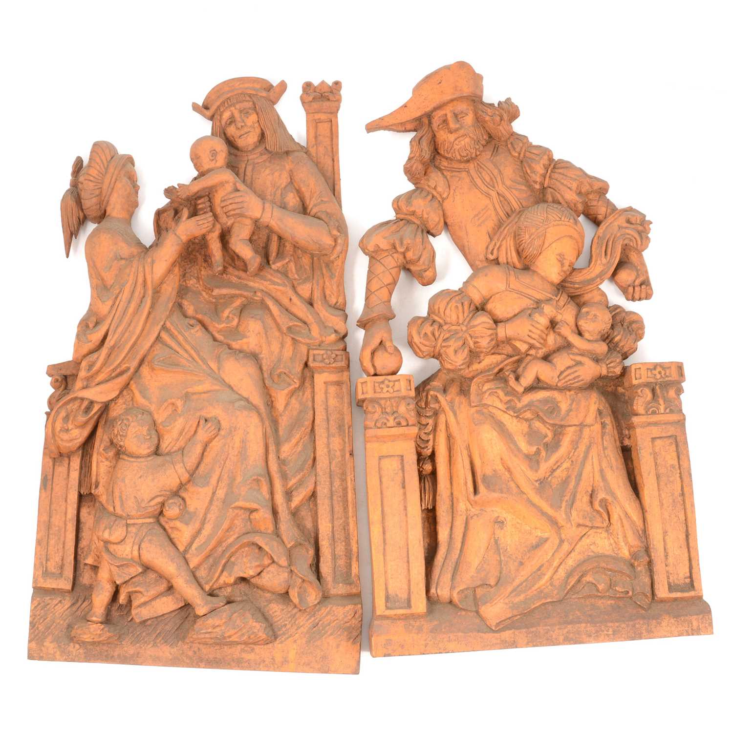 Pair of Tudor style continental carvings.