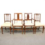 Set of six Edwardian mahogany dining chairs and a pair of similar elbow chairs,