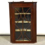 George III mahogany hanging corner cabinet,