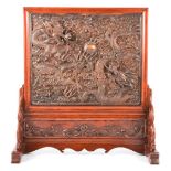 Chinese stained wood tablescreen