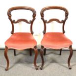 Pair of Victorian rosewood hoop-back chairs,