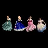 Nine Royal Doulton china lady figurines and a Coalport figurine,