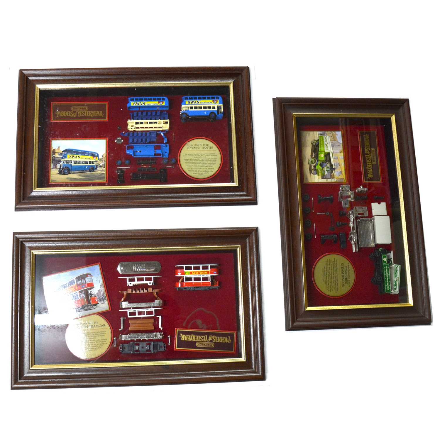 Three limited edition framed Matchbox die-cast model displays