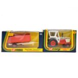 Corgi Toys models, two including ref 55 David Brown 1412 tractor and trailer.