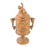 A lidded gilt metal urn / wine cooler in the style of Clodion