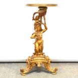 Gilt metal pedestal table,