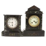 Two Victorian slate mantel clocks