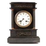 French black marble mantel clock, signed Wilkinson, Bridlington Quay
