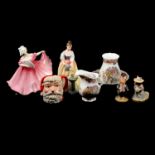 Collection of decorative Royal Doulton figurines and tablewares