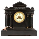 Large French marble mantel clock, architectural form