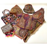Large quantity of Rabari hats and other textiles