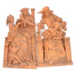 Pair of Tudor style continental carvings.