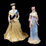 Royal Worcester HM Queen Elizabeth II Diamond Jubilee 2012 figurine, and another