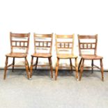 Set of four elm and beech kitchen chairs,
