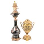 Cast brass oil lamp base, and a Victorian style oil lamp
