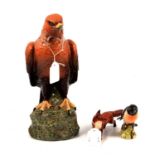 Beswick pottery Beneagles Golden Eagle decanter, fox and stonechat,