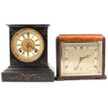 Late 19th century Ansonia mantel clock, and an Ansonia walnut clock