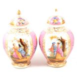 Pair of Dresden porcelain vases and covers