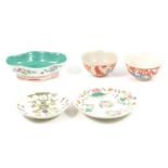 Five items of Chinese polychrome porcelain