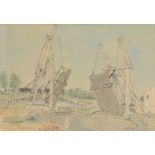 Wilfred Sirrell, Bridge at Arles, and another watercolour and a print,