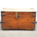 A 19th century oak and iron bound trunk,