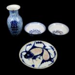 Four items of blue and white porcelain